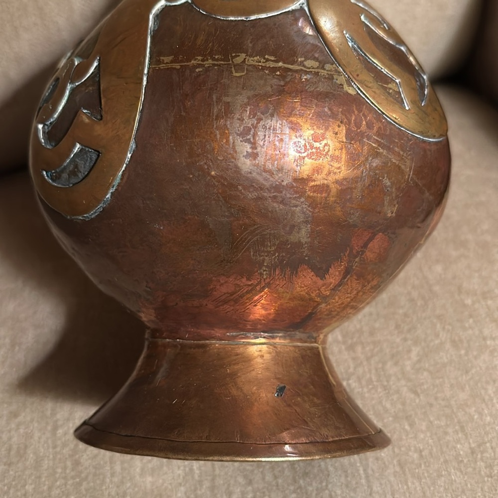 Handmade and Hammered Copper and Brass Vase 14” - Picture 5 of 12